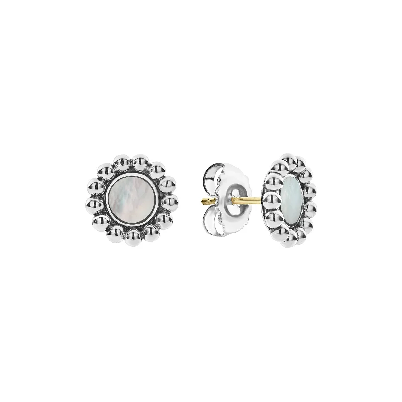 Classic Stud Earrings-Maya Mother of Pearl Circle Stud Earrings