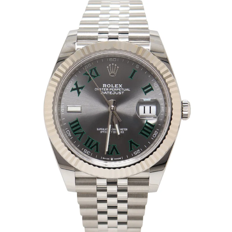 Luxury Watch with Diamonds for Women-Rolex Datejust 41mm Wimbledon Dial Watch Ref# 126334