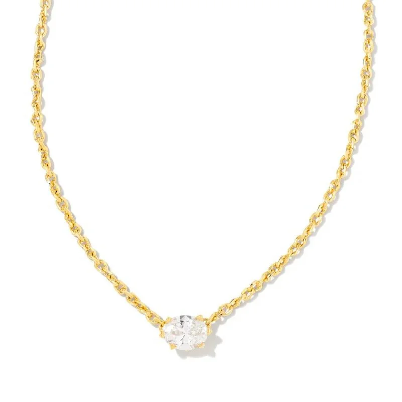 Pendant Necklace for Bridesmaids-Kendra Scott | Cailin Gold Pendant Necklace in White Crystal