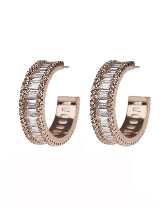 Customizable Earrings-Baguette Hoop Earrings