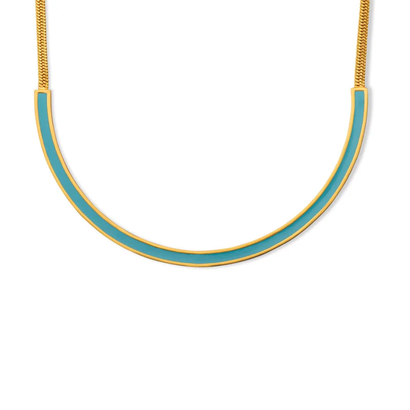 Personalized Chain Necklace-Coastal Turquoise Enamel Necklace