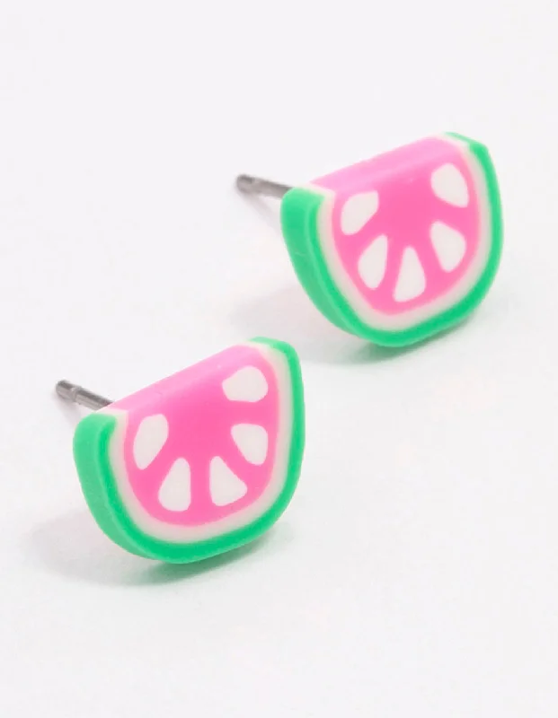 Oval Hoop Earrings-Plastic Watermelon Hoop Earrings