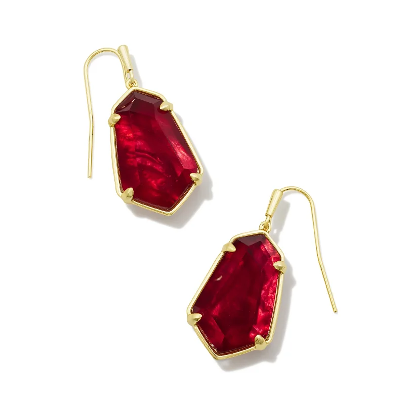 Custom Gemstone Necklace-Kendra Scott | Alexandria Drop Earrings In Gold Cranberry Illusion