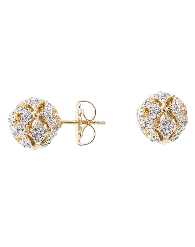 Luxury Diamond Earrings-Filigree Stud Earrings