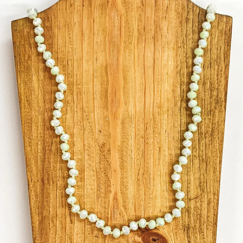 Delicate Necklace for Women-36 Inch 8mm Crystal Strand Necklace in Butter Cream