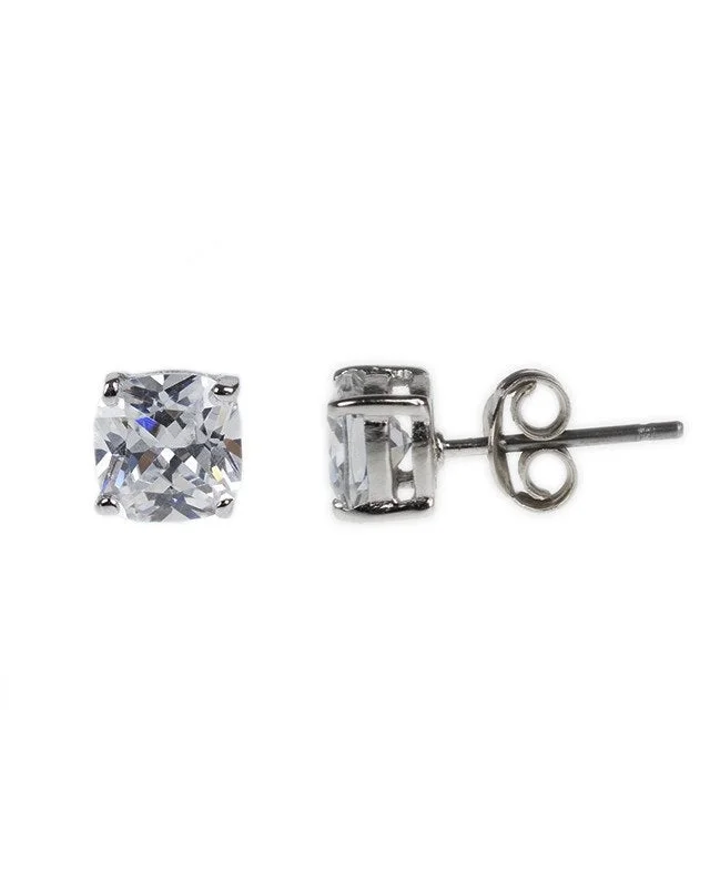 Elegant Swarovski Earrings-Cushion Cut  CZ Stud Earrings