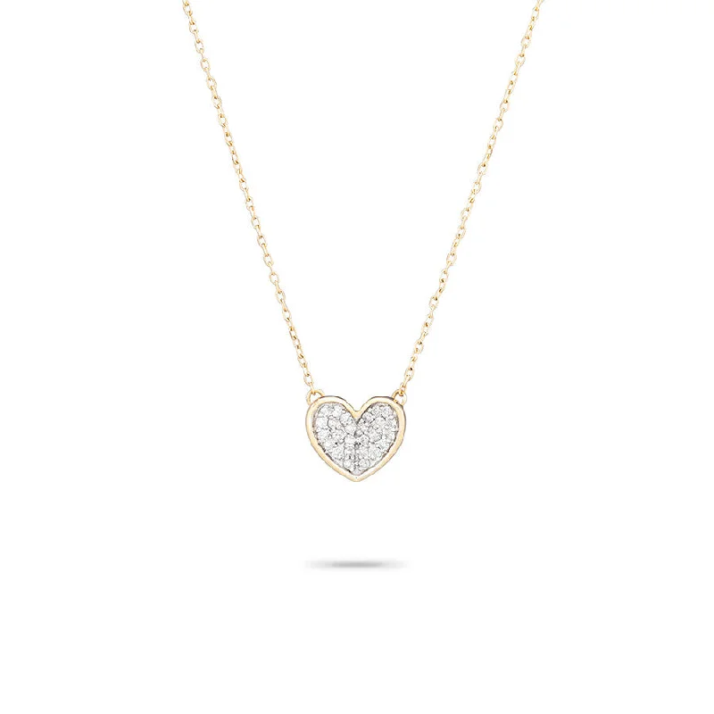 Minimalist Necklace-Tiny Pavé Folded Heart Necklace