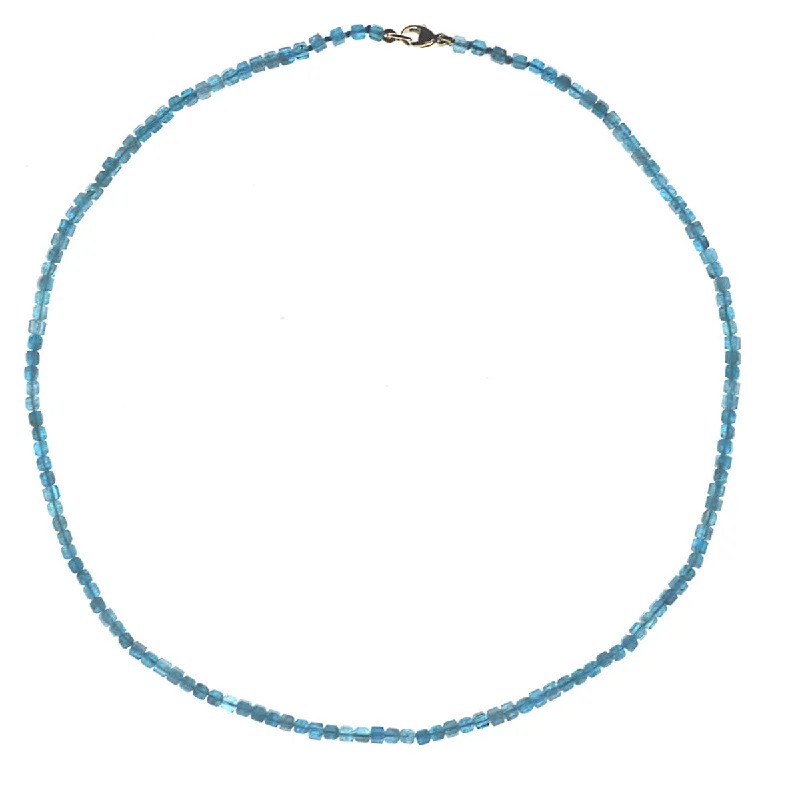 Silver Double Layer Necklace-Moody Micro Necklace - Apatite