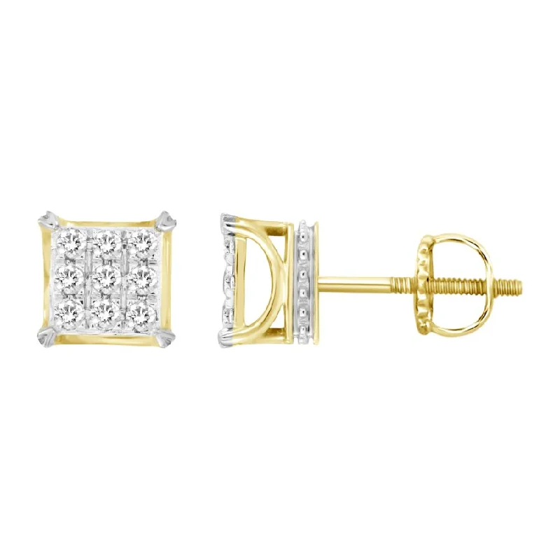 Tiny Stud Earrings-EARRINGS 0.25CT ROUND DIAMOND 10K YELLOW GOLD