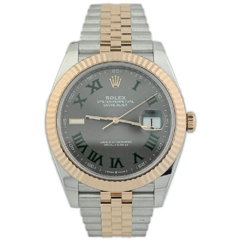 Personalized Leather Watch for Men-Rolex Datejust 36mm Wimbledon Dial Watch Ref# 126233