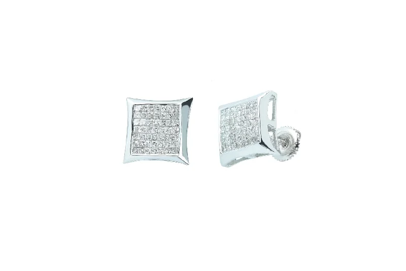 Cute Stud Earrings-3/4 ctw Princess Cut Diamond Stud Earrings