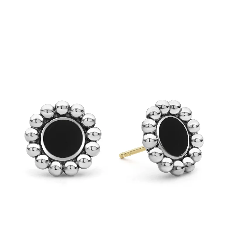 Classic Pearl Earrings-Maya Onyx Circle Stud Earrings