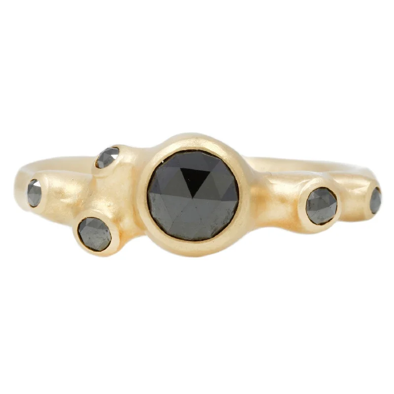 Six Barnacle Black Diamond Ring