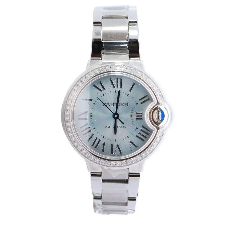 Fashion Analog Watch for Women-Cartier Ballon Bleu 33mm Blue Dial Watch Ref# W4BB0028