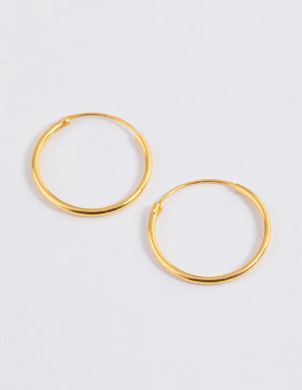 Personalized Name Earrings-Gold Plated Sterling Silver Hoop Earrings 16mm