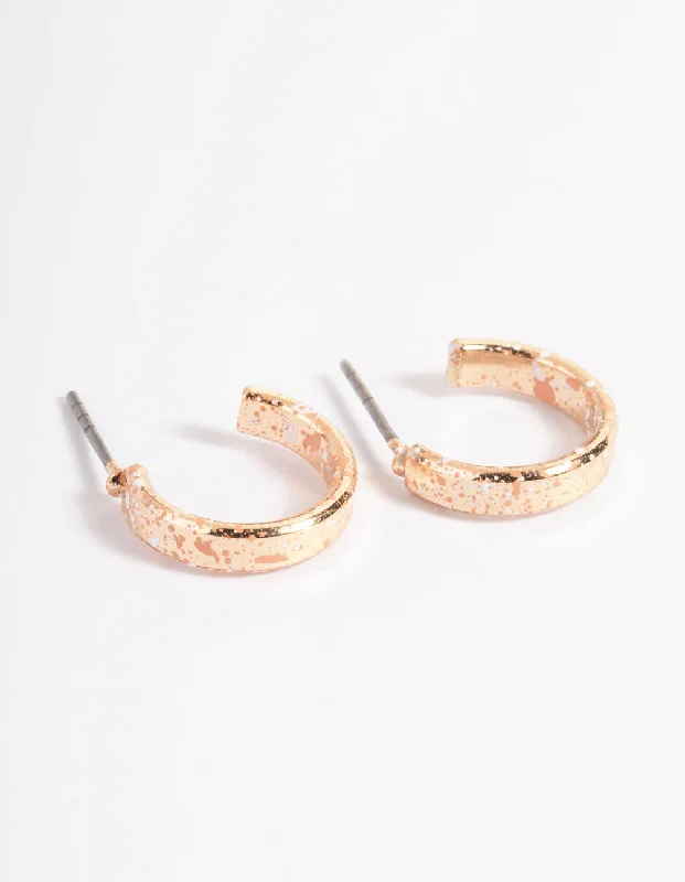 Casual Hoop Earrings-Gold Splatter Huggie Earrings