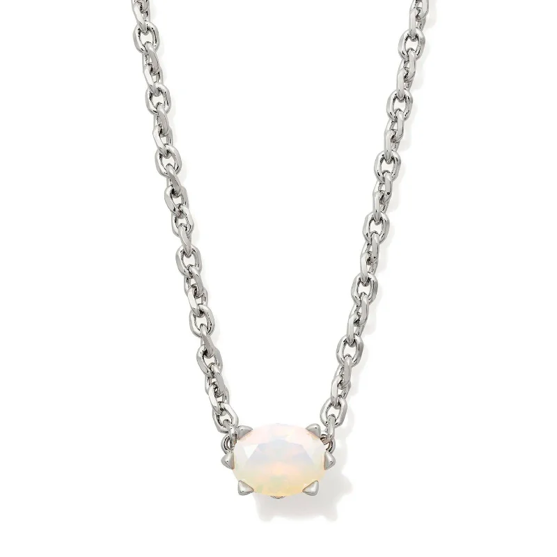 Luxury Gold Necklace-Kendra Scott | Cailin Silver Pendant Necklace in Champagne Opal Crystal