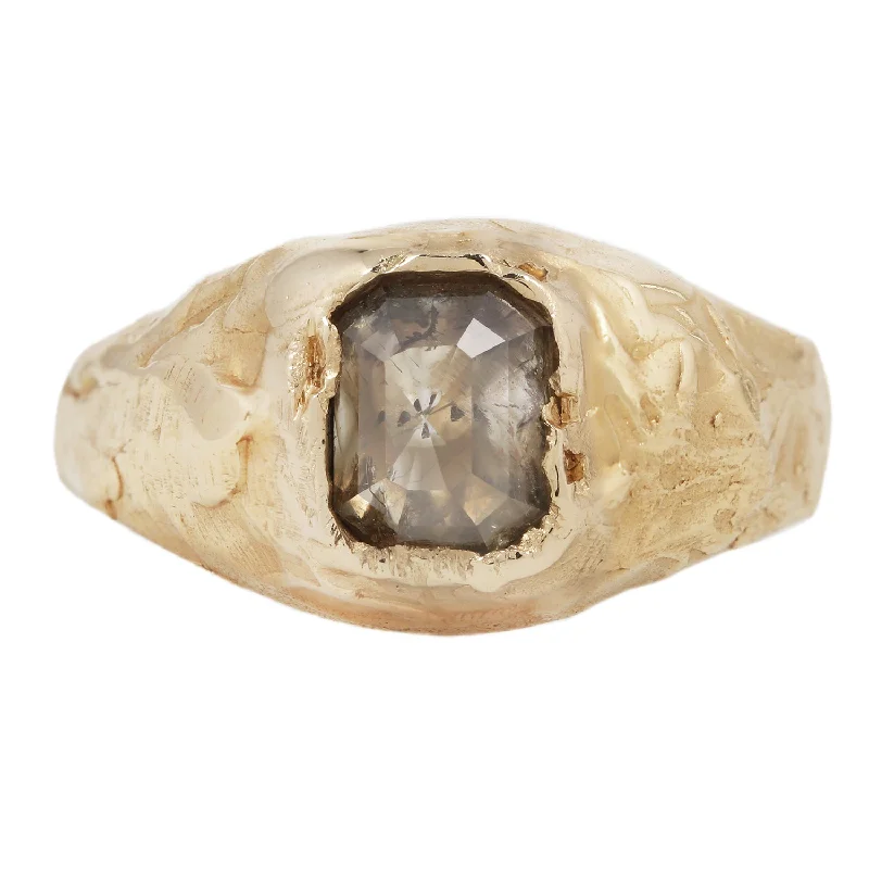 LX Gray Diamond Organic Signet Ring