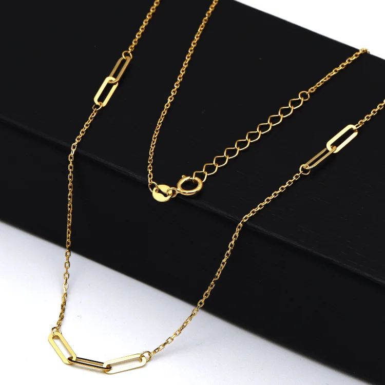 Layered Silver Necklace-Real Gold 3 Paper Clip Necklace 7782/IV N1332