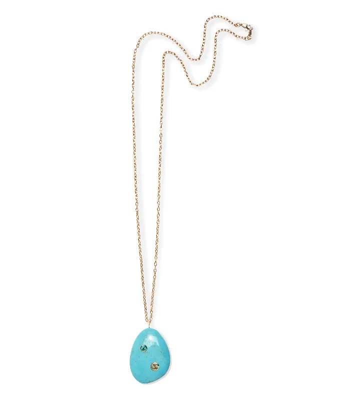 Gold-Plated Necklace-Sleeping Beauty Turquoise & 14K Gold Pendant Necklace