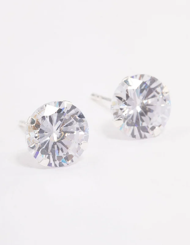 Sparkling Swarovski Earrings-Sterling Silver Cubic Zirconia Triple Stud Earrings