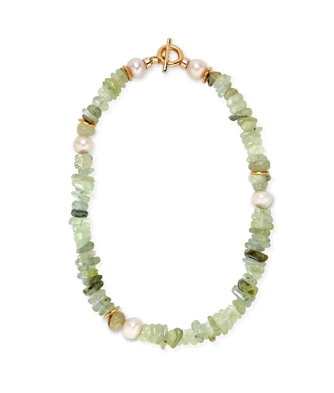 Personalized Diamond Necklace-Mood Necklace in Prehnite