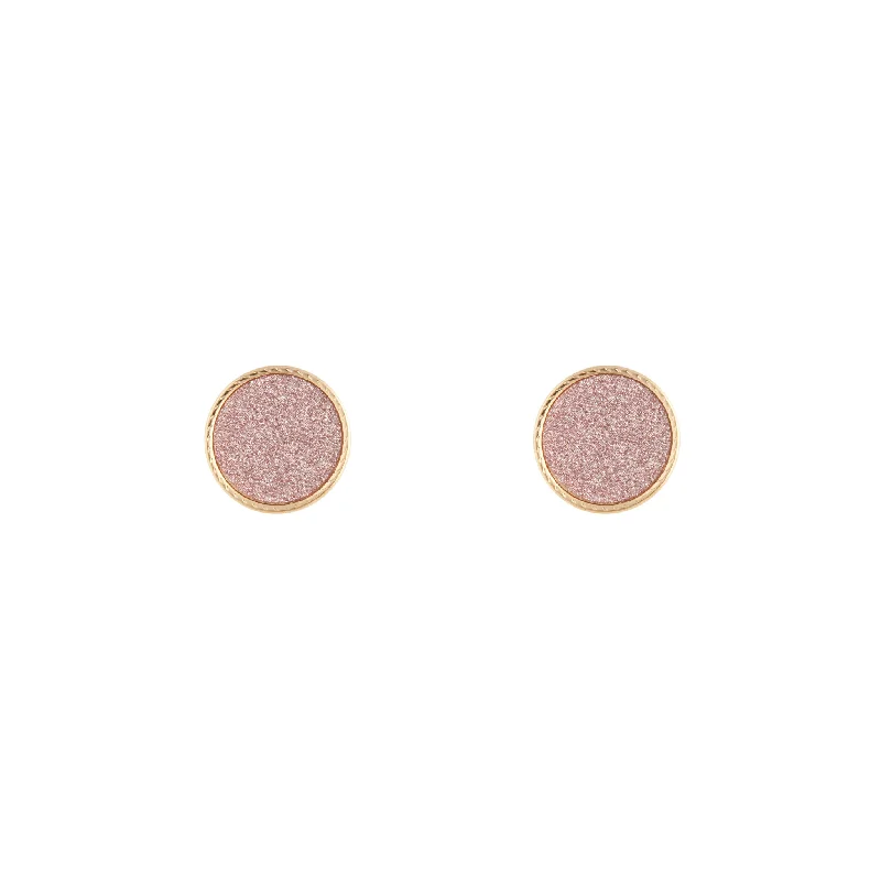 Party Drop Earrings-Pink Glitter Round Stud Earrings