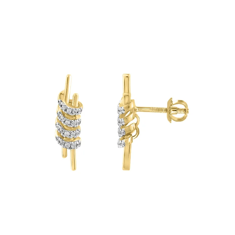 Butterfly Shape Earrings-LADIES EARRINGS 0.16CT ROUND DIAMOND 10K YELLOW GOLD