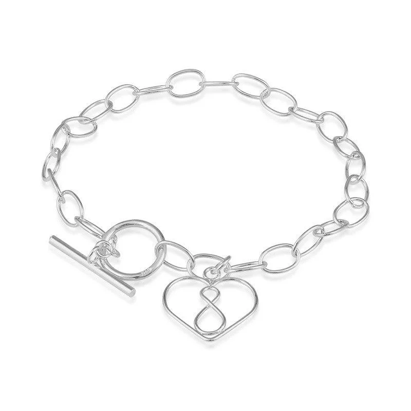 Trendy Silver Bracelet-Sterling Silver Open Heart with Infinity Symbol Bracelet, 7.5"