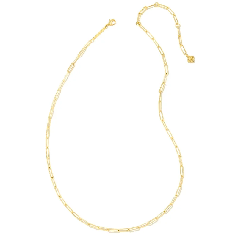 Gold-Plated Pendant Necklace-Kendra Scott | Courtney Gold Paperclip Necklace