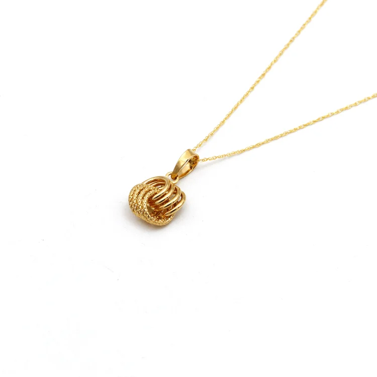 Simple Bar Pendant Necklace-Real Gold 4 Ring Small Twisted Necklace 9809 CWP 1923