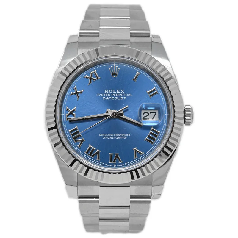 Men's Fashion Watch with Date Display-Rolex Datejust 41mm Blue Dial Watch Ref# 126334