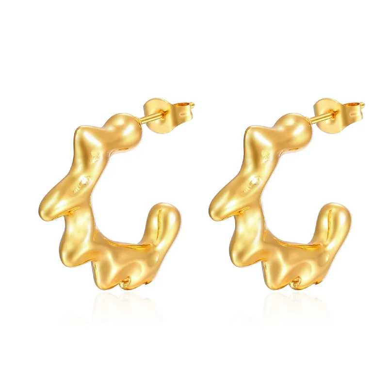 Irregular C- Shaped Earrings Gold