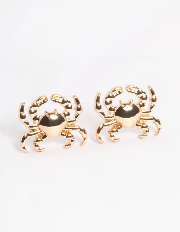 Adjustable Earrings-Gold Crab Stud Earrings