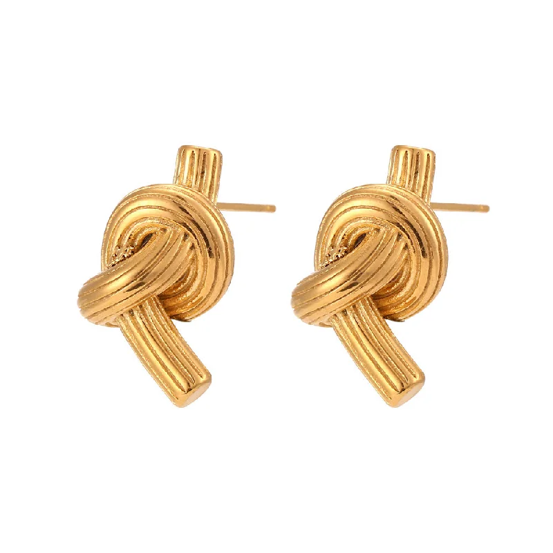 Exaggerated Brushed Knotted Button Stud Earrings