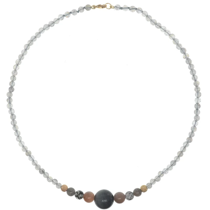 Gold Choker Necklace for Women-Bubbles Necklace - Labradorite