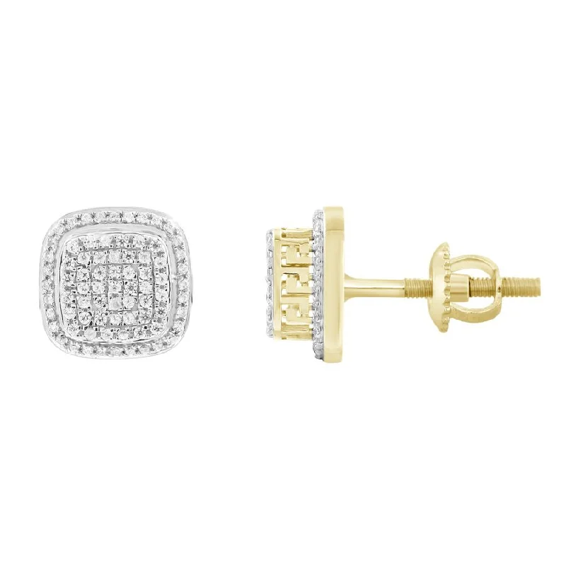 Ethnic Style Earrings-LADIES STUD EARRINGS 0.33CT ROUND DIAMOND 10K YELLOW GOLD