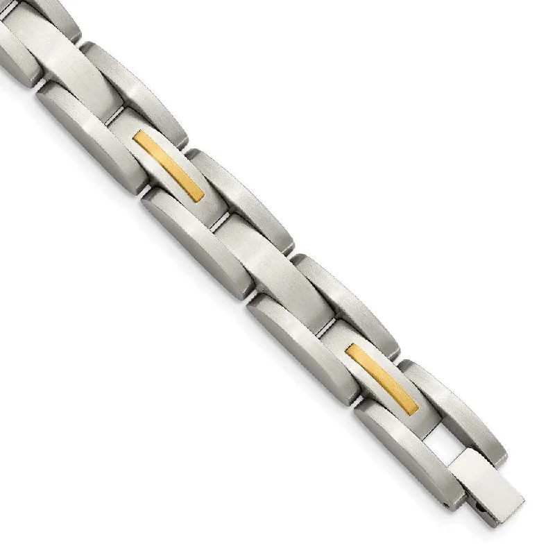 Multi-Layered Bracelet-Stainless Steel 14k Yellow Inlay 8in Bracelet