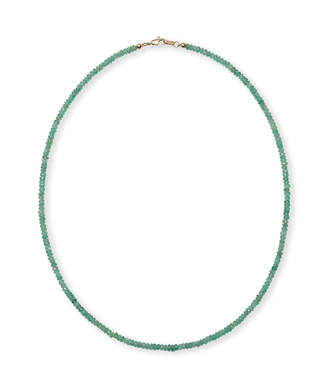 Rose Gold Choker Necklace-Tiny Beaded 14k Gold Necklace in Emerald