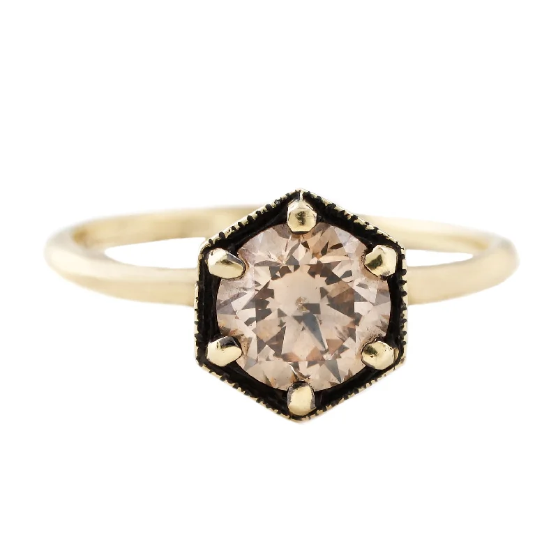 Brown Diamond Hexagon, 1ct