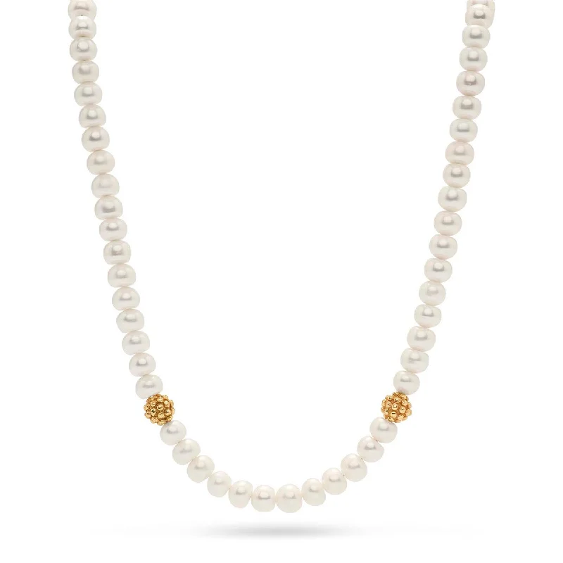 Luxury Pearl Necklace-Berry Single Strand Necklace, 16"+2'' - Pearl