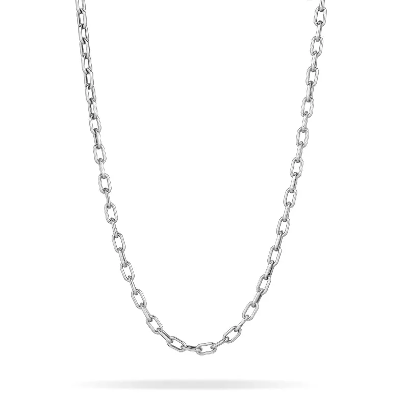 Double Pendant Crystal Necklace-4mm Italian Chain Link Necklace in Sterling Silver