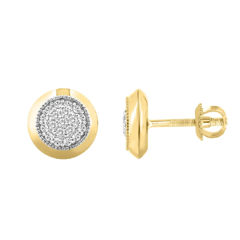 Party Drop Earrings-LADIES EARRINGS 0.25CT ROUND DIAMOND 10K YELLOW GOLD