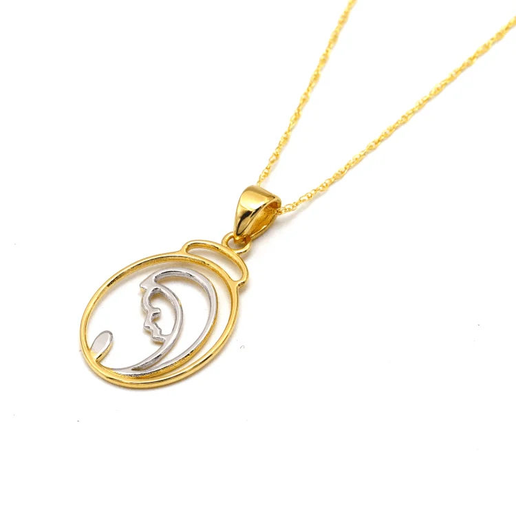 Birthstone Necklace-Real Gold 2 Color Mother Oval Necklace 1645 CWP 1905