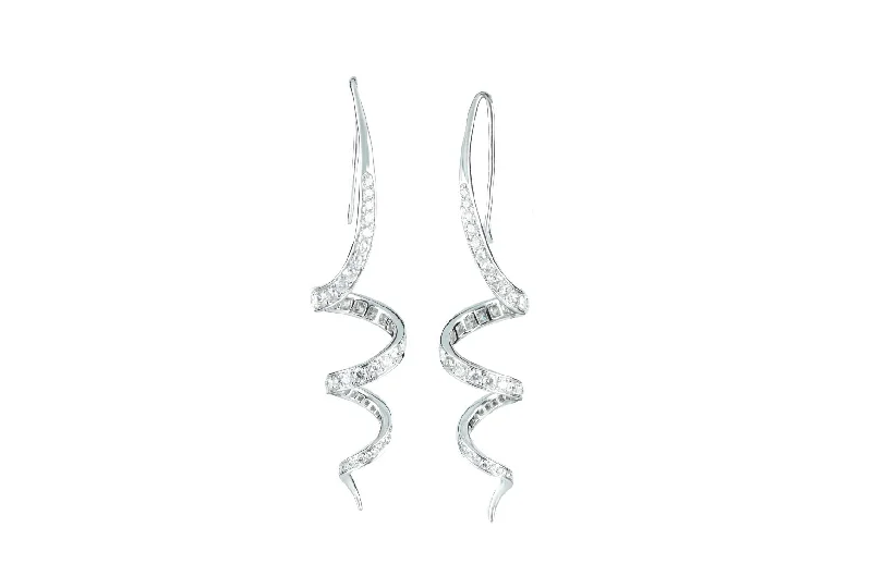 Fashion Pearl Earrings-4 ctw Diamond Swirl Earrings