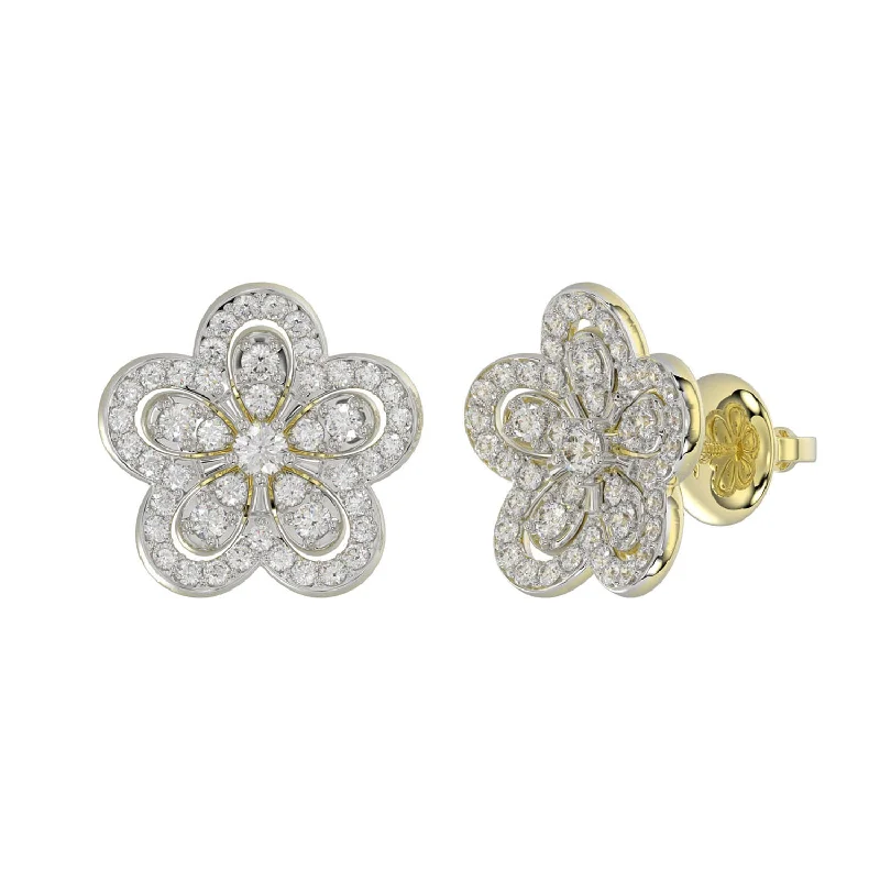 Fashionable Clip-On Earrings-LADIES EARRINGS 0.50CT ROUND DIAMOND 14K YELLOW GOLD