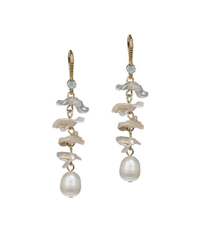 Crystal Dangle Drop Earrings-White Shell Dangle Earrings