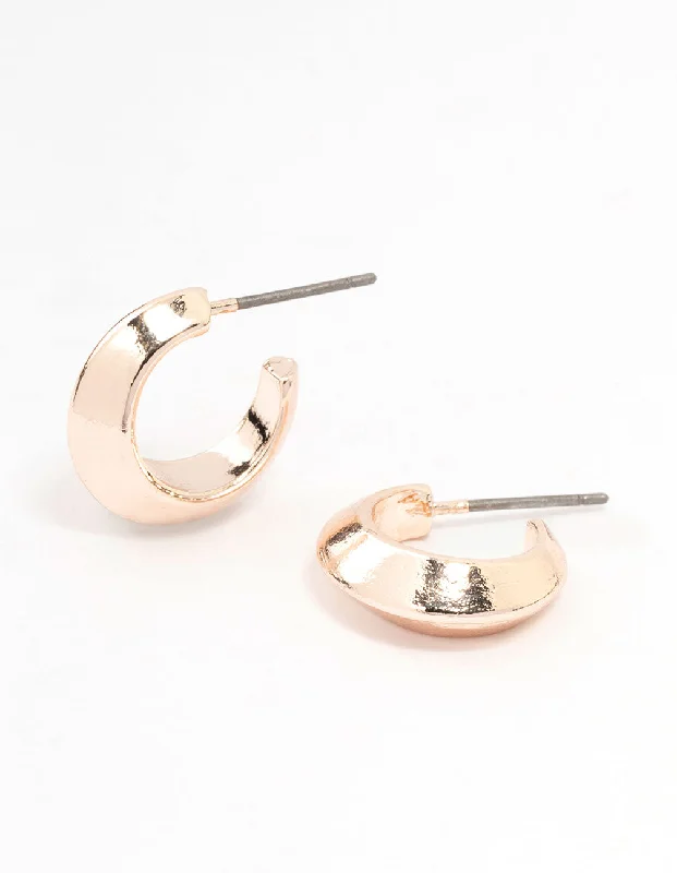 Geometric Silver Earrings-Rose Gold Pointed Huggie Earrings