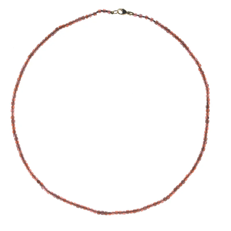 White Gold Necklace-Moody Micro Necklace - Red Garnet