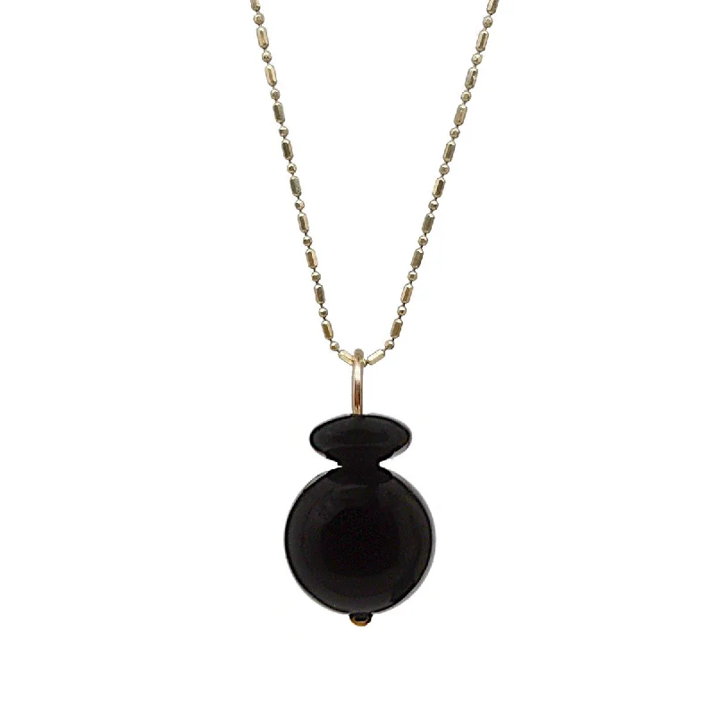 Sparkling Heart Necklace-Lucky Pom Charm Onyx